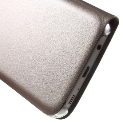 Samsung Galaxy S7 (G930) auksinis odinis atverčiamas Smart Wallet dėklas - piniginė / Priedai.lt