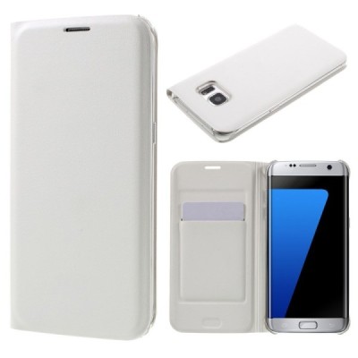 Samsung Galaxy S7 Edge (G935) baltas odinis atverčiamas Smart Wallet dėklas - piniginė / Priedai.lt