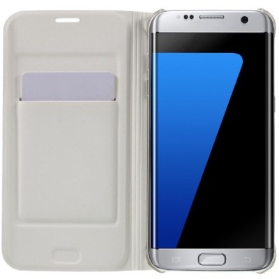 Samsung Galaxy S7 Edge (G935) baltas odinis atverčiamas Smart Wallet dėklas - piniginė / Priedai.lt