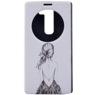 LG G4s (H735) „Lady“ atverčiamas dėklas su langeliu - baltas / Priedai.lt