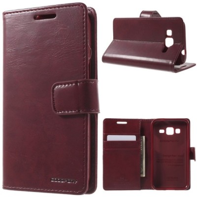 Mercury Blue Moon atverčiamas Samsung Galaxy Core Prime (G360) bordo odinis dėklas - piniginė / Priedai.lt