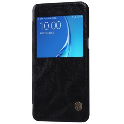 Prabangus „Nillkin“ Qin serijos juodas odinis atverčiamas Samsung Galaxy J5 2016 (J510) dėklas / Priedai.lt