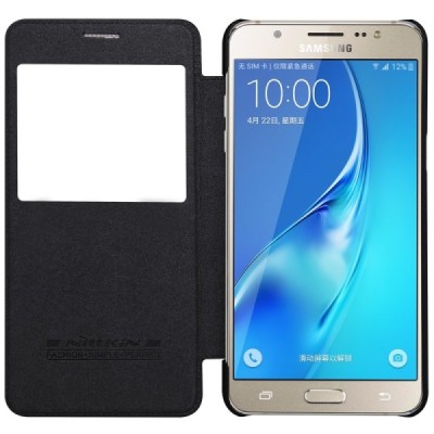 Prabangus „Nillkin“ Qin serijos juodas odinis atverčiamas Samsung Galaxy J5 2016 (J510) dėklas / Priedai.lt