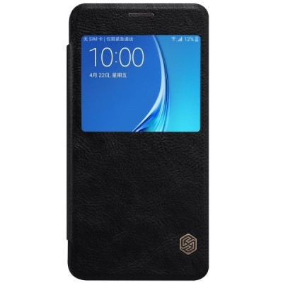 Prabangus „Nillkin“ Qin serijos juodas odinis atverčiamas Samsung Galaxy J5 2016 (J510) dėklas / Priedai.lt