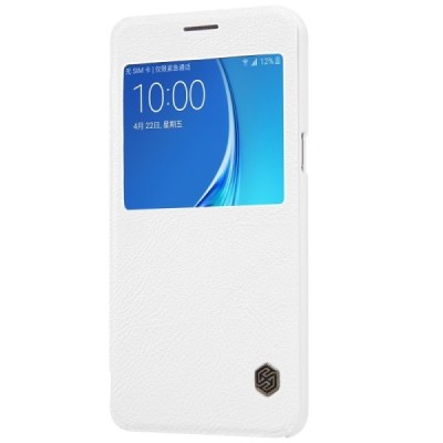 Prabangus „Nillkin“ Qin serijos baltas odinis atverčiamas Samsung Galaxy J5 2016 (J510) dėklas / Priedai.lt