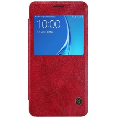 Prabangus „Nillkin“ Qin serijos raudonas odinis atverčiamas Samsung Galaxy J5 2016 (J510) dėklas / Priedai.lt