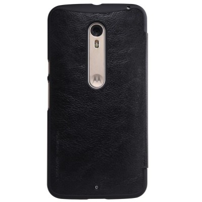 Prabangus „Nillkin“ Qin serijos juodas odinis atverčiamas Motorola Moto X Style dėklas / Priedai.lt