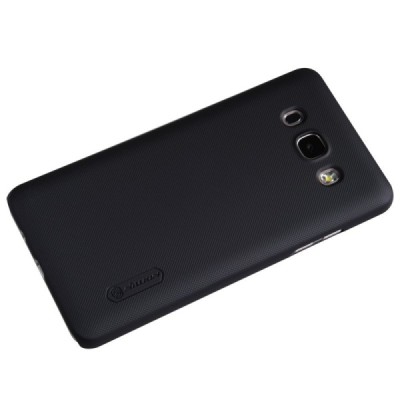 Samsung Galaxy J5 2016 (J510) Nillkin Frosted Shield juodas plastikinis dėklas + apsauginė ekrano plėvelė / Priedai.lt