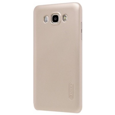 Samsung Galaxy J7 2016 (J710) Nillkin Frosted Shield auksinis plastikinis dėklas + apsauginė ekrano plėvelė / Priedai.lt