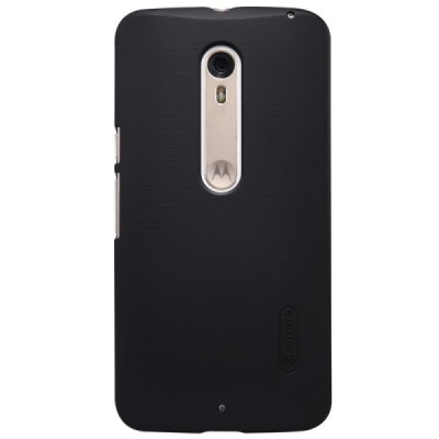 Motorola Moto X Style Nillkin Frosted Shield juodas plastikinis dėklas + apsauginė ekrano plėvelė / Priedai.lt
