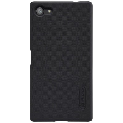 Nillkin Frosted Shield Sony Xperia Z5 Compact juodas plastikinis dėklas + apsauginė ekrano plėvelė / Priedai.lt