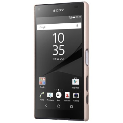 Nillkin Frosted Shield Sony Xperia Z5 Compact auksinis plastikinis dėklas + apsauginė ekrano plėvelė / Priedai.lt