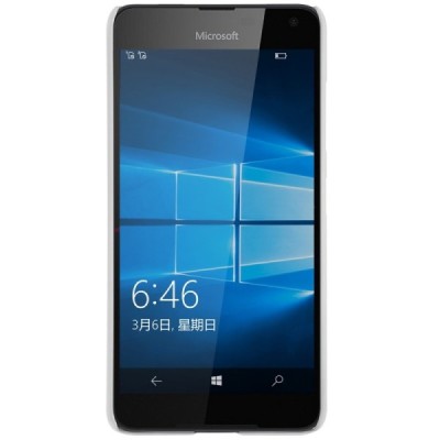 Microsoft Lumia 650 Nillkin Frosted Shield baltas plastikinis dėklas + apsauginė ekrano plėvelė / Priedai.lt