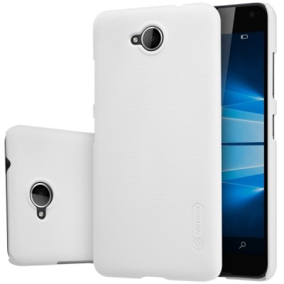 Microsoft Lumia 650 Nillkin Frosted Shield baltas plastikinis dėklas + apsauginė ekrano plėvelė / Priedai.lt