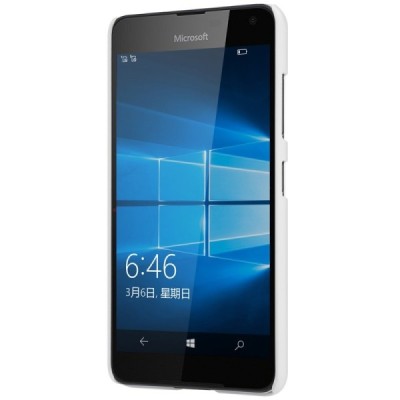 Microsoft Lumia 650 Nillkin Frosted Shield baltas plastikinis dėklas + apsauginė ekrano plėvelė / Priedai.lt