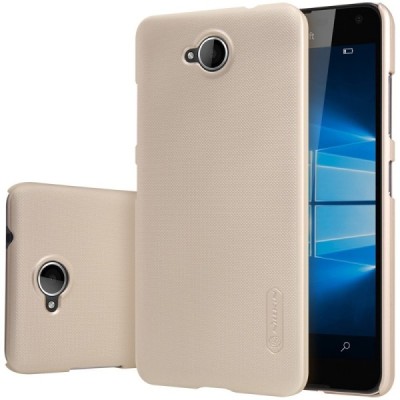 Microsoft Lumia 650 Nillkin Frosted Shield auksinis plastikinis dėklas + apsauginė ekrano plėvelė / Priedai.lt