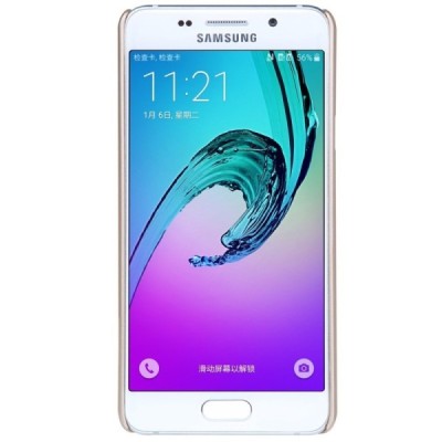 Samsung Galaxy A3 2016 (A310) Nillkin Frosted Shield auksinis plastikinis dėklas + apsauginė ekrano plėvelė / Priedai.lt