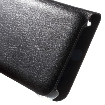 Samsung Galaxy J1 2016 (J120) juodas odinis atverčiamas Smart Wallet dėklas - piniginė / Priedai.lt