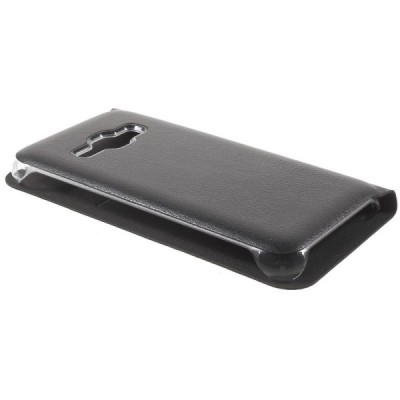 Samsung Galaxy J1 2016 (J120) juodas odinis atverčiamas Smart Wallet dėklas - piniginė / Priedai.lt