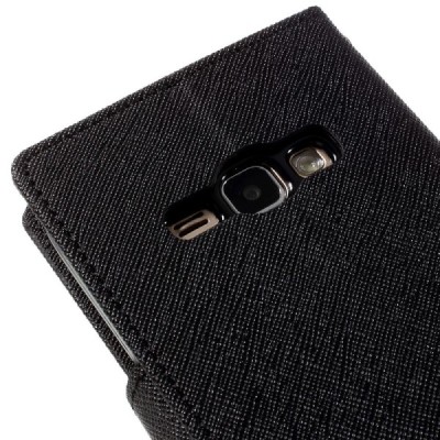 Samsung Galaxy J1 2016 (J120) Mercury juodas atverčiamas dėklas - piniginė / Priedai.lt