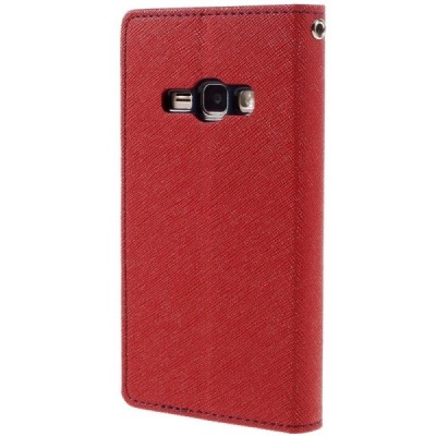 Samsung Galaxy J1 2016 (J120) Mercury raudonas atverčiamas dėklas - piniginė / Priedai.lt