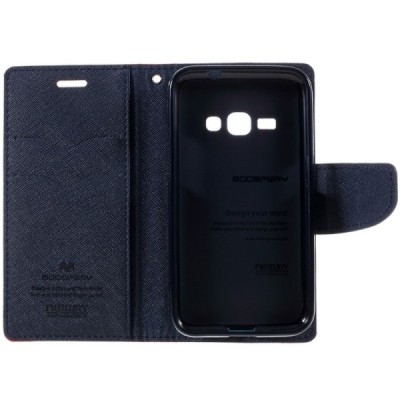 Samsung Galaxy J1 2016 (J120) Mercury raudonas atverčiamas dėklas - piniginė / Priedai.lt
