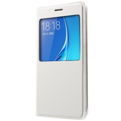 Samsung Galaxy J5 2016 (J510) baltas odinis atverčiamas dėklas su langeliu / Priedai.lt