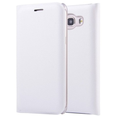 Samsung Galaxy J5 2016 (J510) baltas odinis atverčiamas Smart Wallet dėklas - piniginė / Priedai.lt