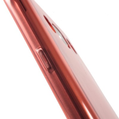 Samsung Galaxy J5 2016 (J510) skaidrus (permatomas) kieto silikono TPU ploniausias pasaulyje raudonas dėklas/ Priedai.lt
