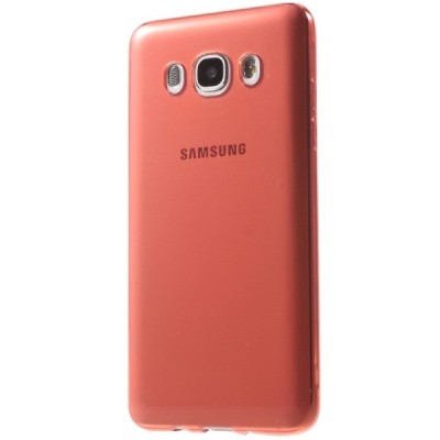 Samsung Galaxy J5 2016 (J510) skaidrus (permatomas) kieto silikono TPU ploniausias pasaulyje raudonas dėklas/ Priedai.lt