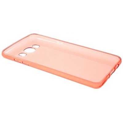 Samsung Galaxy J5 2016 (J510) skaidrus (permatomas) kieto silikono TPU ploniausias pasaulyje raudonas dėklas/ Priedai.lt