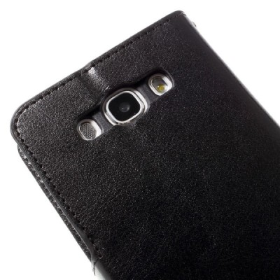 Samsung Galaxy J7 2016 (J710) atverčiamas juodas odinis dėklas - piniginė / Priedai.lt