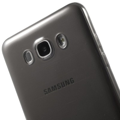 Samsung Galaxy J7 2016 (J710) skaidrus (permatomas) kieto silikono TPU ploniausias pasaulyje pilkas dėklas / Priedai.lt