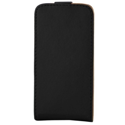Samsung Galaxy A3 2016 (A310) klasikinis vertikaliai atverčiamas juodas odinis dėklas / Priedai.lt