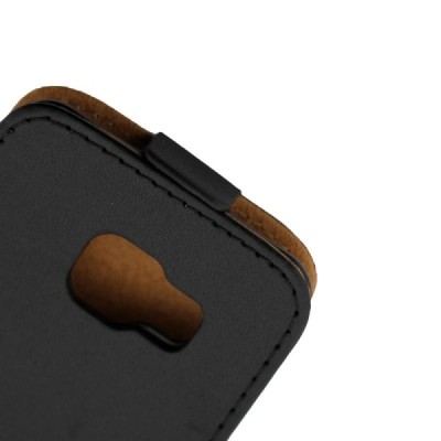 Samsung Galaxy A3 2016 (A310) klasikinis vertikaliai atverčiamas juodas odinis dėklas / Priedai.lt