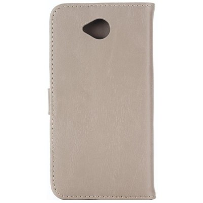 Microsoft Lumia 650 atverčiamas smėlio spalvos odinis retro dėklas - piniginė / Priedai.lt
