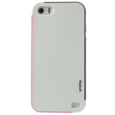 Apple iPhone 5 (5s,SE) „Walnutt“ kieto silikono baltas dėklas  juodais apvadais / Priedai.lt