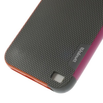 Apple iPhone 5 (5s,SE) „Walnutt“ kieto silikono pilkas dėklas  rožiniais apvadais / Priedai.lt