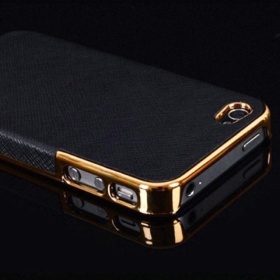 Apple iPhone SE (5, 5s) „Gold“ juodas elegantiškas dėklas / Priedai.lt