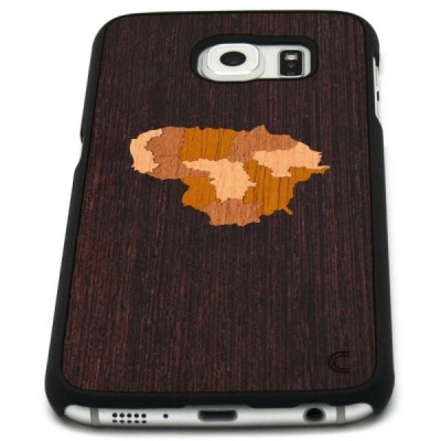 Samsung Galaxy S7 (G930) „Crafted Cover“ Lietuva natūralaus medžio dėklas (tamsus medis) / Priedai.lt