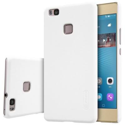 Huawei P9 Lite Nillkin Frosted Shield baltas plastikinis dėklas + apsauginė ekrano plėvelė / Priedai.lt
