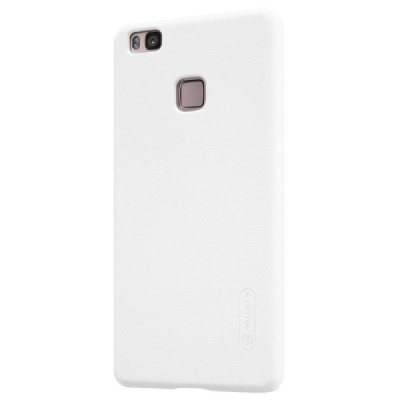 Huawei P9 Lite Nillkin Frosted Shield baltas plastikinis dėklas + apsauginė ekrano plėvelė / Priedai.lt