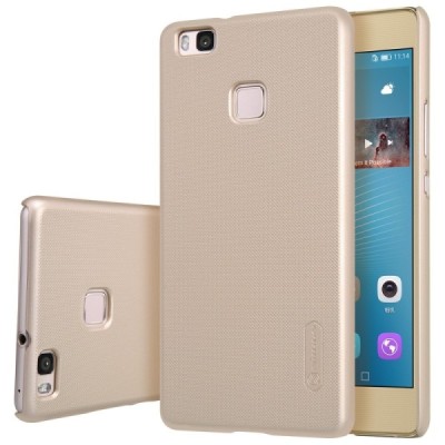 Huawei P9 Lite Nillkin Frosted Shield auksinis plastikinis dėklas + apsauginė ekrano plėvelė / Priedai.lt