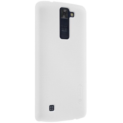 LG K8 (K350N) Nillkin Frosted Shield baltas plastikinis dėklas + apsauginė ekrano plėvelė / Priedai.lt