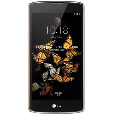 LG K8 (K350N) Nillkin Frosted Shield auksinis plastikinis dėklas + apsauginė ekrano plėvelė / Priedai.lt