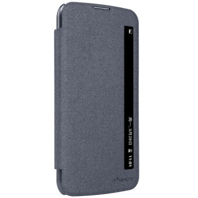 LG K10 (K420N) pilkas odinis atverčiamas Nillkin Sparkle dėklas / Priedai.lt