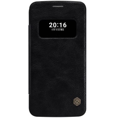 Prabangus „Nillkin“ Qin serijos juodas odinis atverčiamas LG G5 (H850) dėklas / Priedai.lt