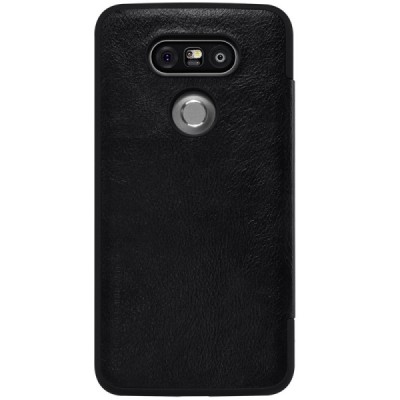 Prabangus „Nillkin“ Qin serijos juodas odinis atverčiamas LG G5 (H850) dėklas / Priedai.lt