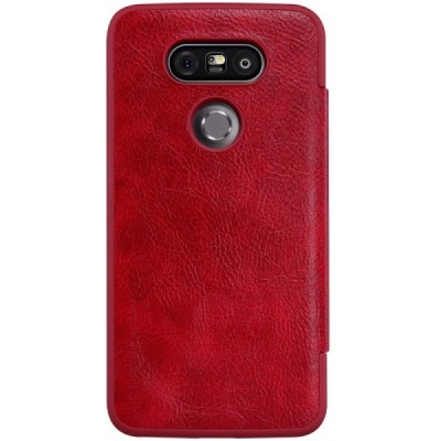 Prabangus „Nillkin“ Qin serijos raudonas odinis atverčiamas LG G5 (H850) dėklas / Priedai.lt