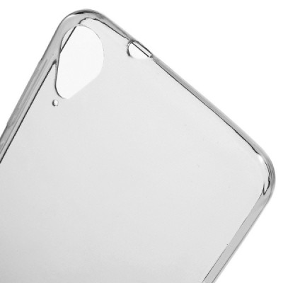 HTC Desire 825 skaidrus (permatomas) kieto silikono TPU ploniausias pasaulyje pilkas dėklas / Priedai.lt